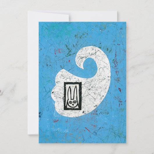 ウサギが幽霊グリーティングカードを見る カード (正面)