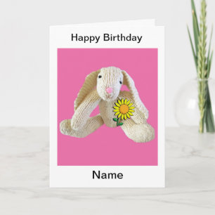 ウサギが誕生日カードの娘などに挨拶する カード