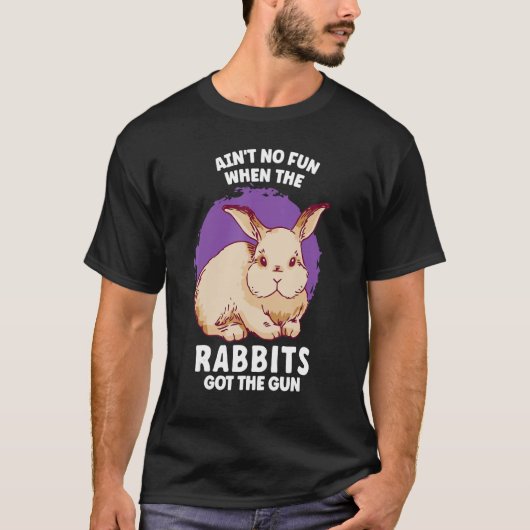 ウサギが銃を手に入れても楽しくないジャンピー・ラ Tシャツ (正面)