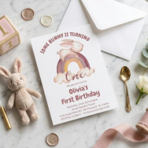 ウサギが1歳の誕生日を迎えるよ うさぎの1歳の誕生日パーティーの招待状