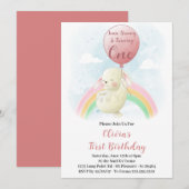 ウサギが1歳の誕生日を迎える 招待状 (正面/裏面)