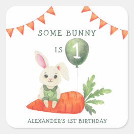 ウサギが1歳の誕生日 スクエアシール