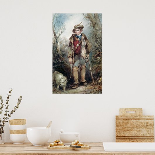 ウサギたちと一緒の少年 ポスター (キッチン)