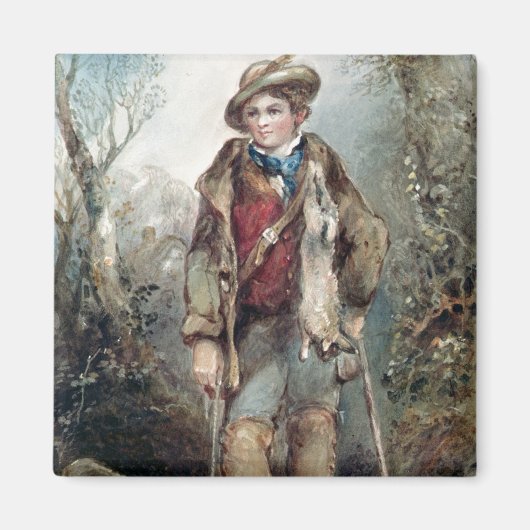 ウサギたちと一緒の少年 マグネット (正面)