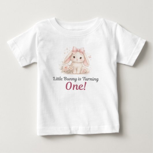 ウサギちゃん1歳の誕生日Tシャツ ベビーTシャツ (正面)