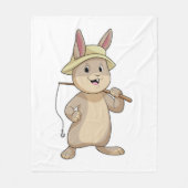 ウサギとしてのフィッシャー魚釣り棒 フリースブランケット (正面)