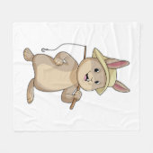 ウサギとしてのフィッシャー魚釣り棒 フリースブランケット (正面(横))