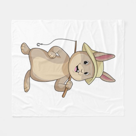 ウサギとしてのフィッシャー魚釣り棒 フリースブランケット (正面(横))