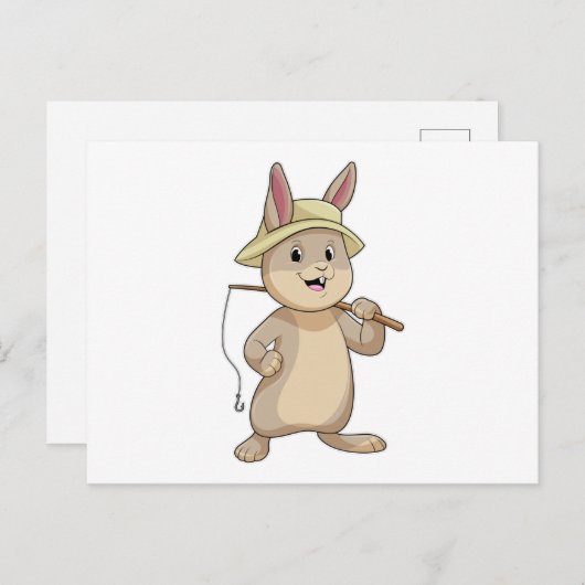 ウサギとしてのフィッシャー魚釣り棒 ポストカード (正面/裏面)