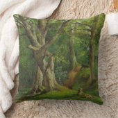 ウサギとの森林場面、1862年(キャンバスの油) クッション (ブランケット)