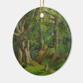 ウサギとの森林場面、1862年(キャンバスの油) セラミックオーナメント (左)