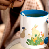 ウサギとアヒルの会話と花 ジャンボコーヒーマグカップ