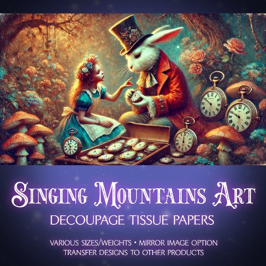 ウサギとアリスワンダーランドフォレスト魔法デコップページ 薄葉紙