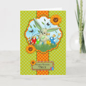 ウサギとイースターエッグの姪のかわいいイースターカード シーズンカード (正面)