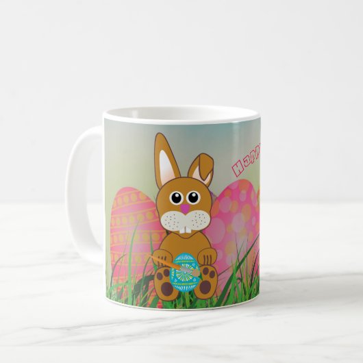 ウサギとイースターエッグ コーヒーマグカップ (正面左)
