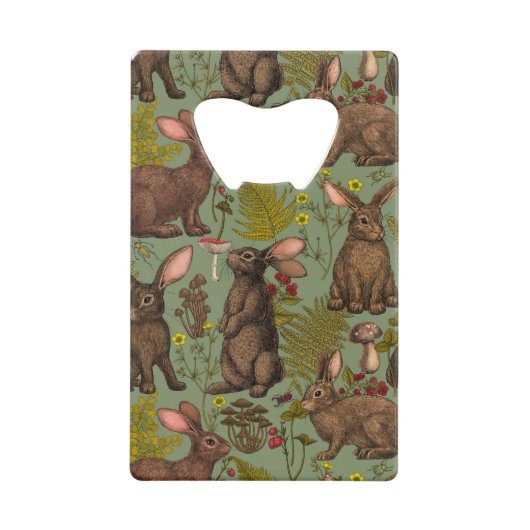 ウサギとウッドランドフロクレジットカードボトルオープナー クレジットカード栓抜き (正面)