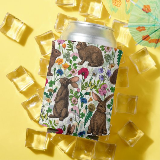 ウサギとウッドランドフローラクーラーボックス 缶クーラー (インサイチュ 夏)