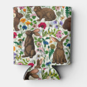 ウサギとウッドランドフローラクーラーボックス 缶クーラー (正面)