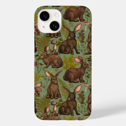 ウサギとウッドランドフローラケースメイトiPhoneケース Case-Mate iPhoneケース (裏面)