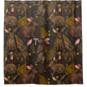 ウサギとウッドランドフローラシャワーカーテン シャワーカーテン (正面)