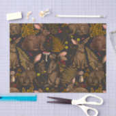 ウサギとウッドランドフローラティッシュペーパー 薄葉紙 (クラフト)