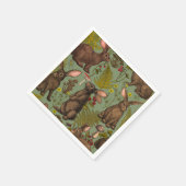 ウサギとウッドランドフローラナプキンス スタンダードカクテルナプキン (角)