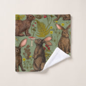 ウサギとウッドランドフローラバスタオオルセット バスタオルセット (ウォッシュタオル)