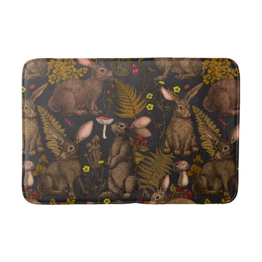 ウサギとウッドランドフローラバスマット バスマット (正面)