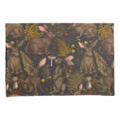 ウサギとウッドランドフローラピローケース 枕カバー (正面右)