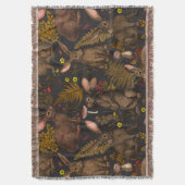 ウサギとウッドランドフローラブランケット スローブランケット (正面縦)