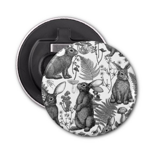 ウサギとウッドランドフローラボトルオープナー 栓抜き (正面)