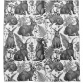 ウサギとウッドランドフローラ2シャワーカーテン シャワーカーテン (正面)