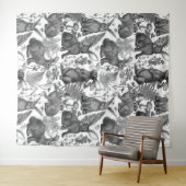 ウサギとウッドランドフローラ2タペストリー タペストリー (インサイチュ(横))