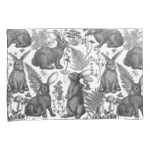 ウサギとウッドランドフローラ2ピローケース 枕カバー (正面右)