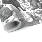 ウサギとウッドランドフローラ2ラッピング紙 ラッピングペーパー (ロールコーナー)