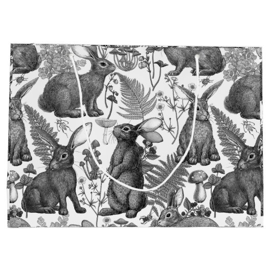 ウサギとウッドランドフローラ2ラージ抱き枕 ラージペーパーバッグ (裏面)