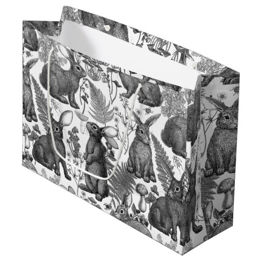 ウサギとウッドランドフローラ2ラージ抱き枕 ラージペーパーバッグ (正面アングル)