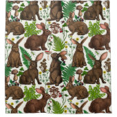 ウサギとウッドランドフローラ4 シャワーカーテン (正面)