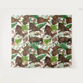 ウサギとウッドランドフローラ4 タペストリー (正面(横))