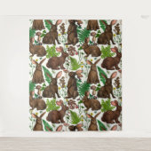 ウサギとウッドランドフローラ4 タペストリー (正面)