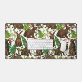 ウサギとウッドランドフローラ4 デスクマット (キーボード&マウス)