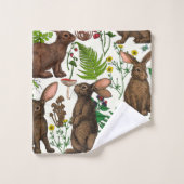 ウサギとウッドランドフローラ4 バスタオルセット (ウォッシュタオル)