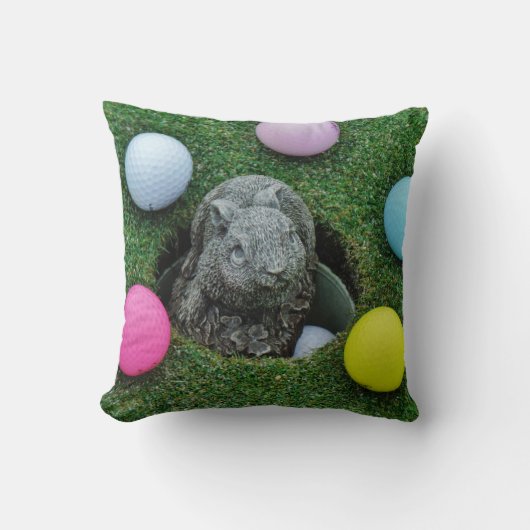 ウサギとカラーゴルフボール クッション (正面)