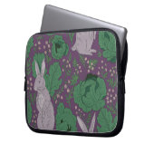ウサギとキャベージュパープルエレクトロニクスバッグ ラップトップスリーブ (正面左)