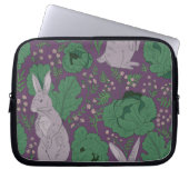 ウサギとキャベージュパープルエレクトロニクスバッグ ラップトップスリーブ (正面)