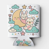 ウサギとクマが月を抱きしめる幻想的なデザイン 缶クーラー (裏面)