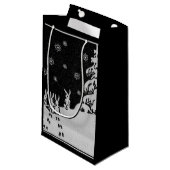 ウサギとクリスマスツリーウィンターホリデーアート スモールペーパーバッグ (正面アングル)