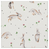 ウサギとクローバー |復活祭 |春ファブリック ファブリック (クローズアップ)