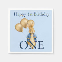 ウサギとゴールドバルーン 初めての誕生日