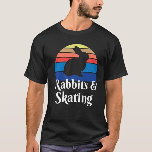 ウサギとスケートで滑るスケート Tシャツ (正面)
